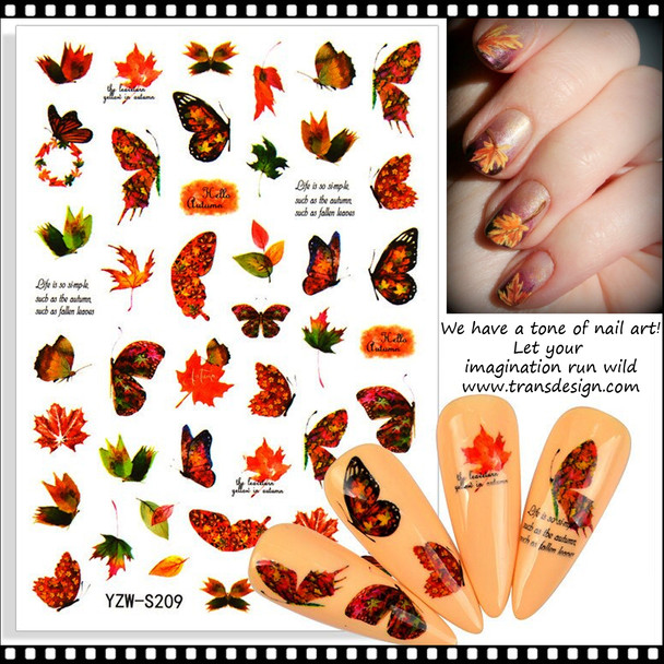 NAIL STICKER Spring, Butterfly & Leave  #YZW-S209