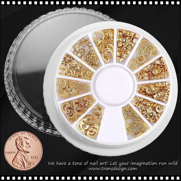 NAIL CHARM ALLOY  Gold 12 Design/Wheel #1021-02