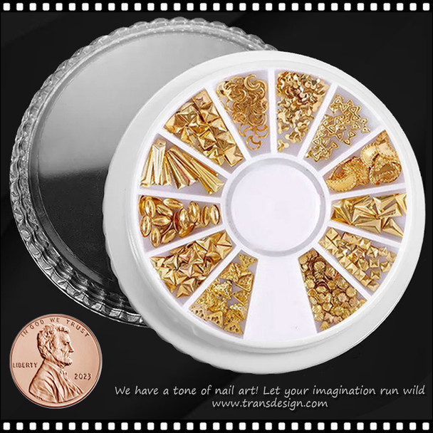 NAIL CHARM ALLOY Gold 12 Design/Wheel #1021-05