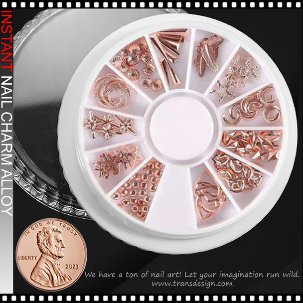 NAIL CHARM ALLOY Rose Gold 12 Design/Wheel #1021-09