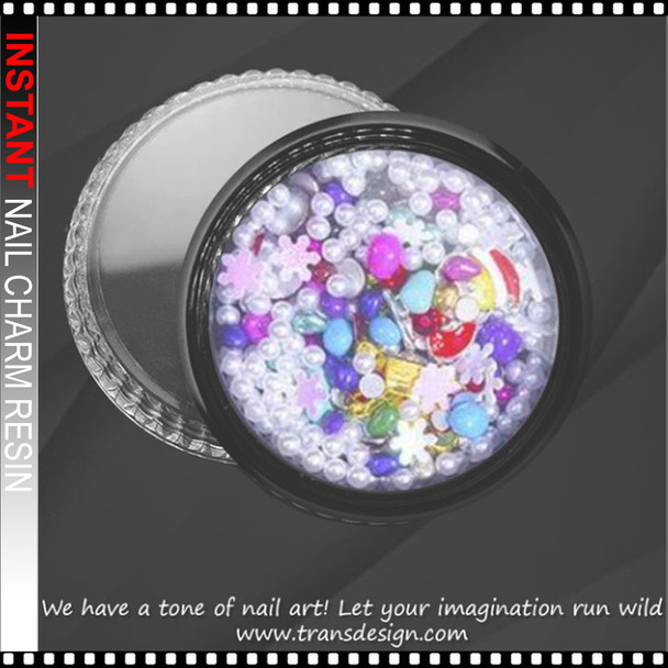 NAIL CHARM RESIN Assorted bEAD Jar #EA-07 *