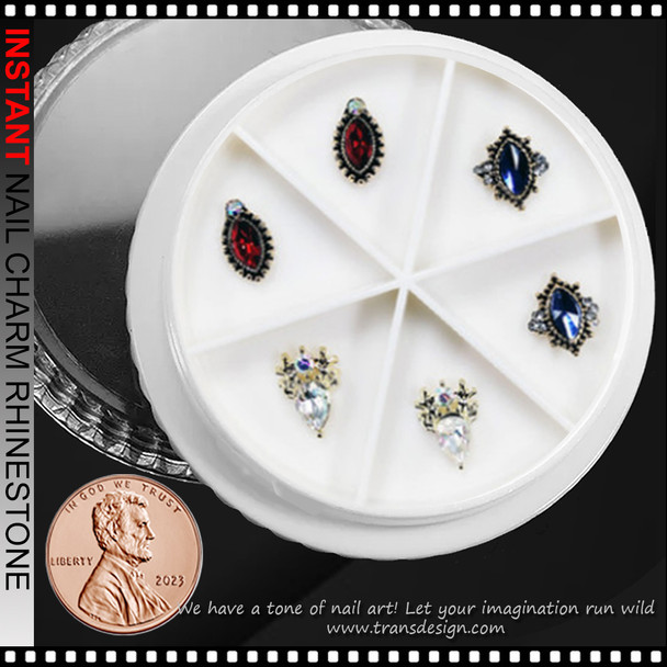 NAIL CHARM RHINESTONE Oval Classic 6/Case