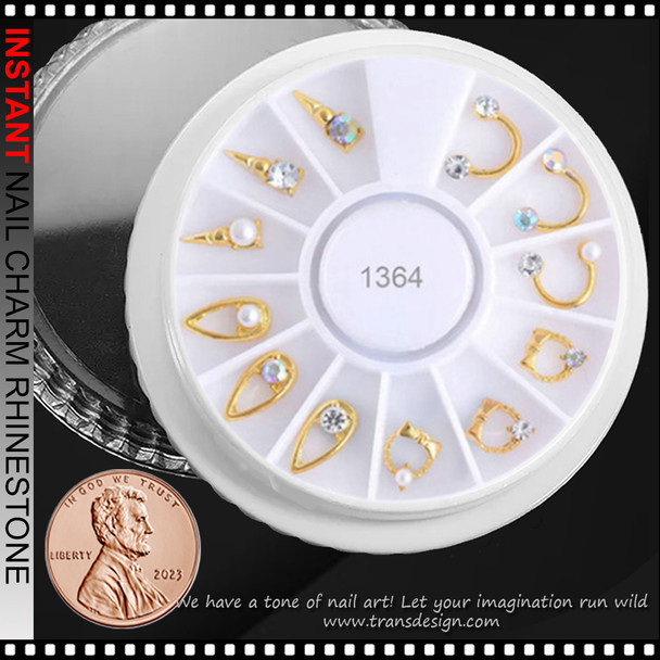 NAIL CHARM RHINESTONE & PEARL 12 Design/Case #3