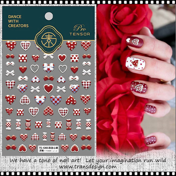 NAIL STICKER 3D Love, Heart & Bow #TS-1205