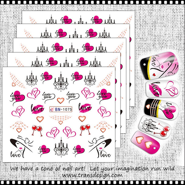 NAIL STICKER Love, Heart 5/Pack #BN-1075