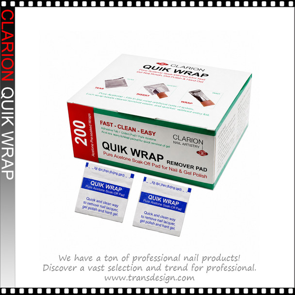  CLARION Pure Acetone Gel Remover Aluminum Quik Wrap 200ct