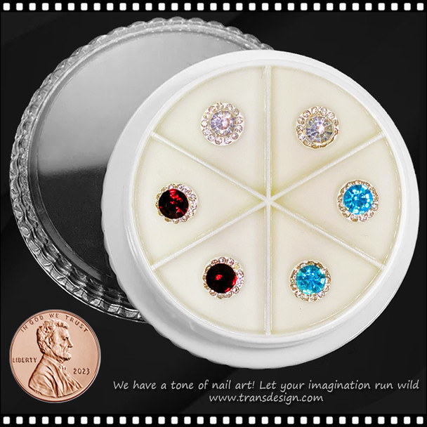 NAIL CHARM RHINESTONE on Round Base 6/Case #1