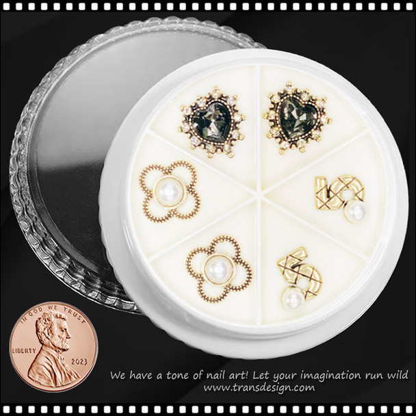 NAIL CHARM RHINESTONE & PEARL Design 6/Wheel #3