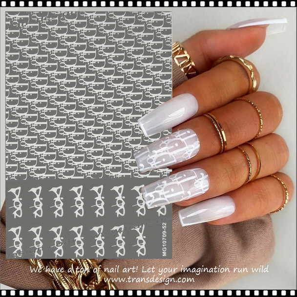 NAIL STICKER Brands Name, White DIOR #MG10709