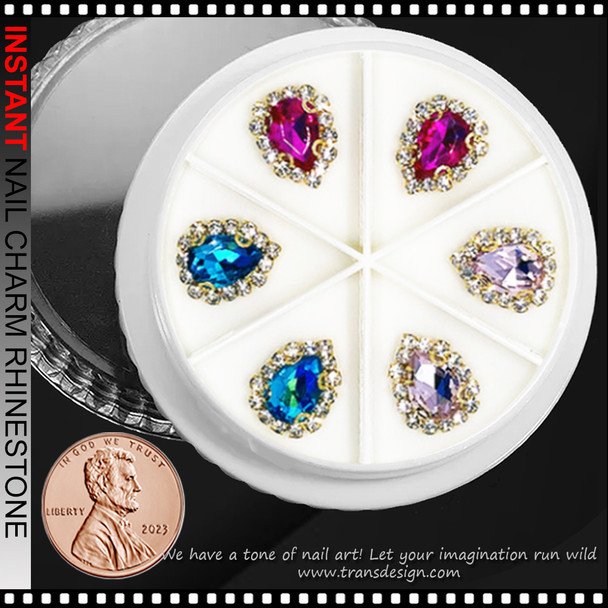 NAIL CHARM RHINESTONE Tear Drop 6/Case  #1