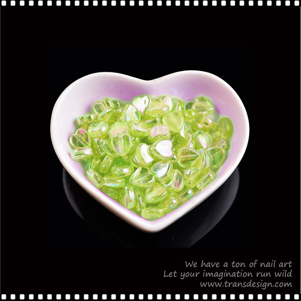 NAIL CHARM RESIN Plastic Heart Loose Beads 9mm. LIMEADE 50/Pk