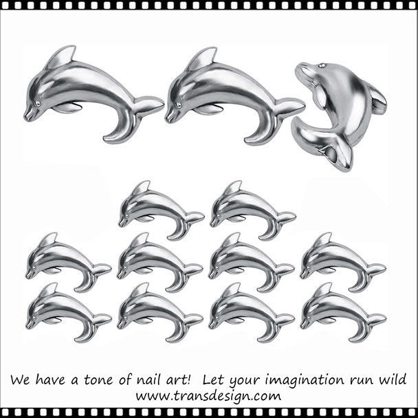 NAIL CHARM ALLOY Silver Dolphin 10/Pack *