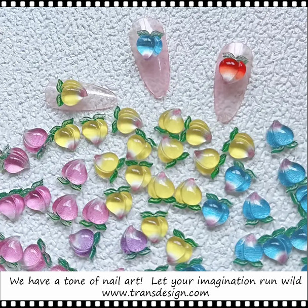 NAIL CHARM RESIN Peach-Shaped 3D  25/Pack *