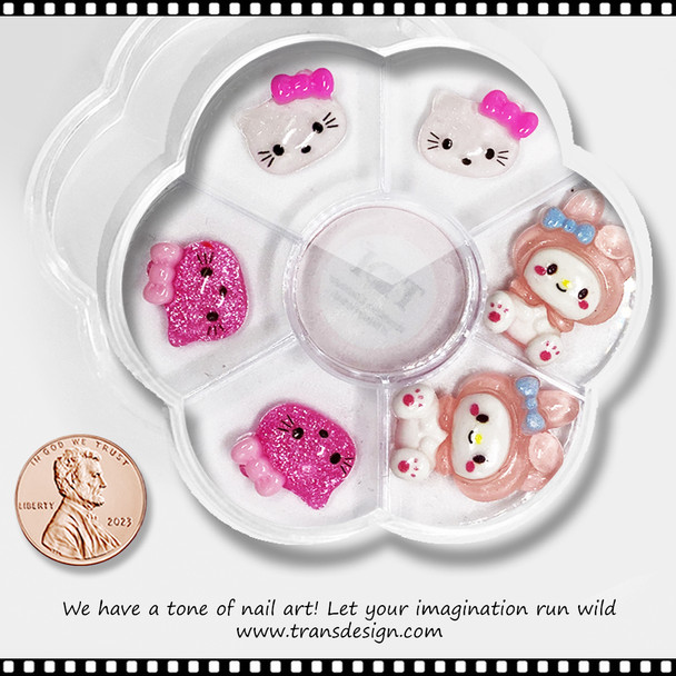 NAIL CHARM RESIN Xl My Melody & Hello Kitty 6/Case #2 