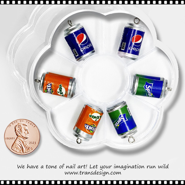 NAIL CHARM RESIN Mini Soda Cans Pepsi, Fanta, & Sprite 6/Case