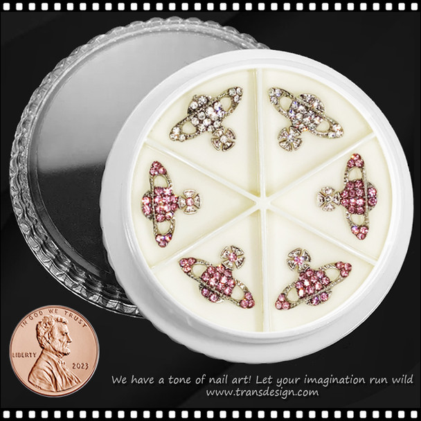 NAIL CHARM RHINESTONE Planet with Cross #5 6/Case