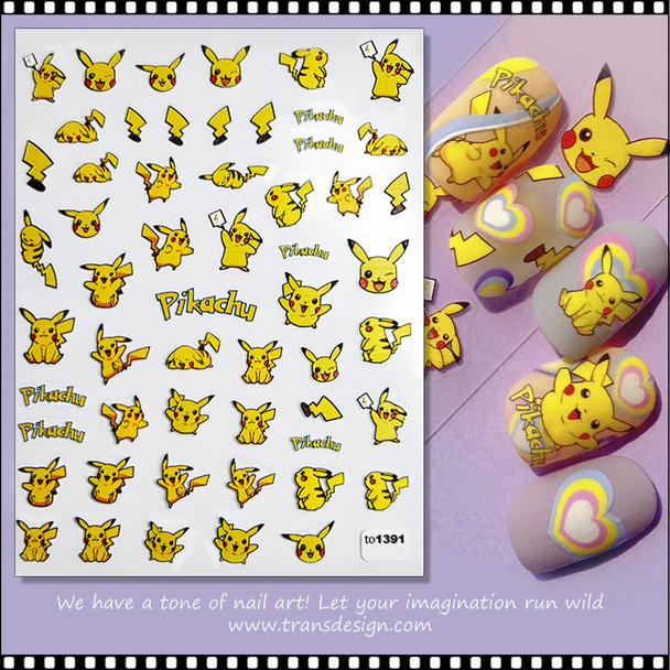 NAIL STICKER Cartoon PIKA PIKACHU #to1391