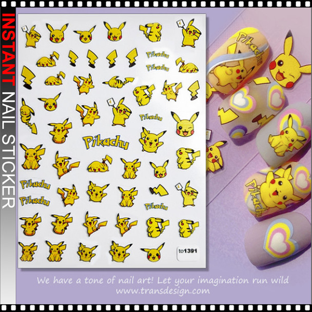 NAIL STICKER Cartoon Pokémon PIKA PIKACHU #to1391