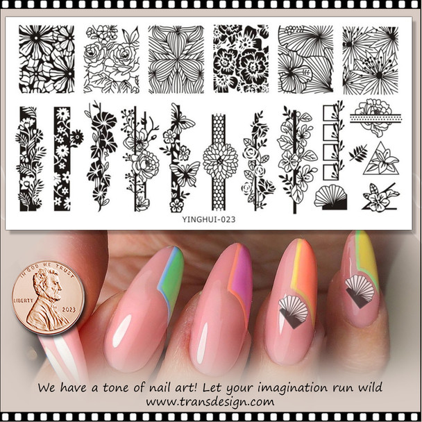 NAIL STAMPING PLATE Flower & Boarder #YINGHUI-023