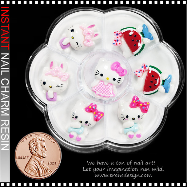 NAIL CHARM RESIN Hello Kitty, Watermelon 7/Case 