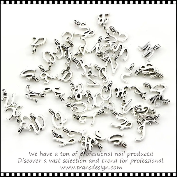 NAIL CHARM ALLOY Ancient Silver 26 Letters Matching