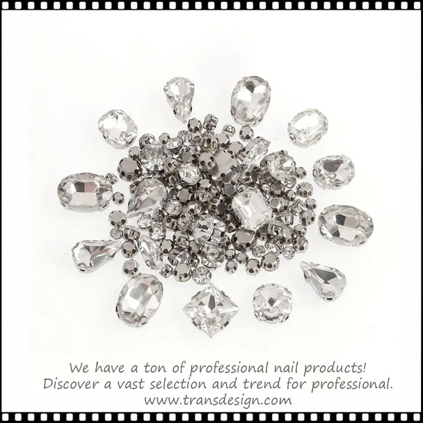 NAIL CHARM RHINESTONE Glass Metal Backing Sparkling 100/Pack   *