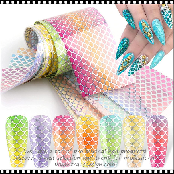 NAIL FOIL Transfer Holographic Mermaid 10 Sheet/Pack