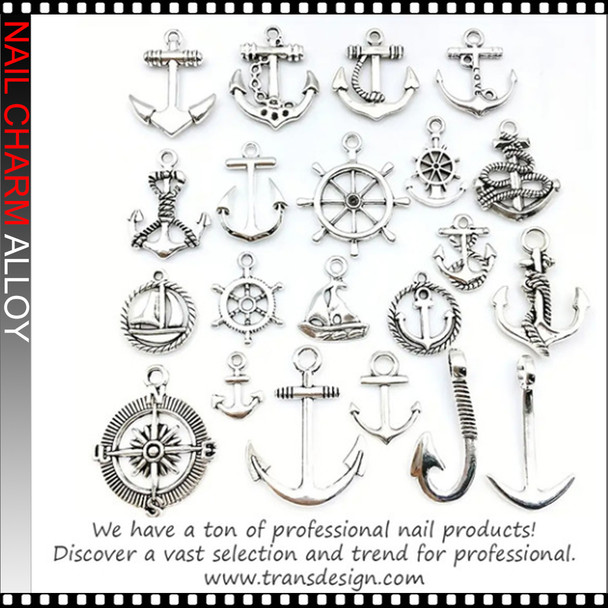 NAIL CHARM ALLOY Styles Marine Nautical Anchor 21/Pack *
