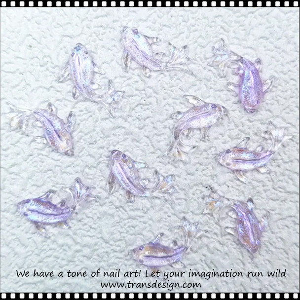 NAIL CHARM RESIN Cute Mini Goldfish Aurora Purple 25/Pack  *