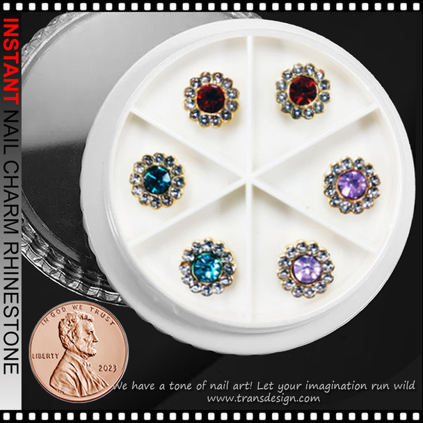 NAIL CHARM RHINESTONE Glass Double Layer Sun Flower #2