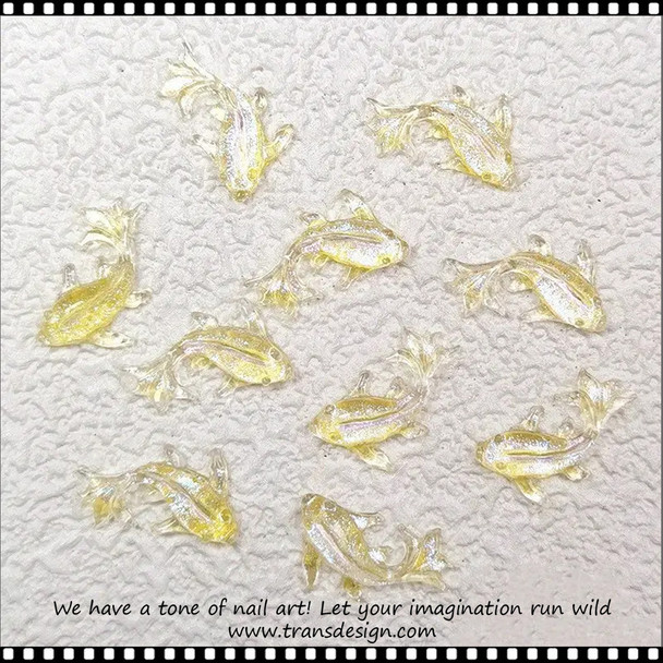 NAIL CHARM RESIN Cute Mini Goldfish Yellow 25/Pack *