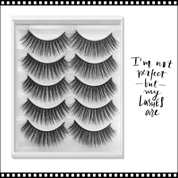 INSTANT EYELASH Rounded Style, C-Curl, Medium Length, High Volume Lashes, 5 Pairs/Pack #3D-10