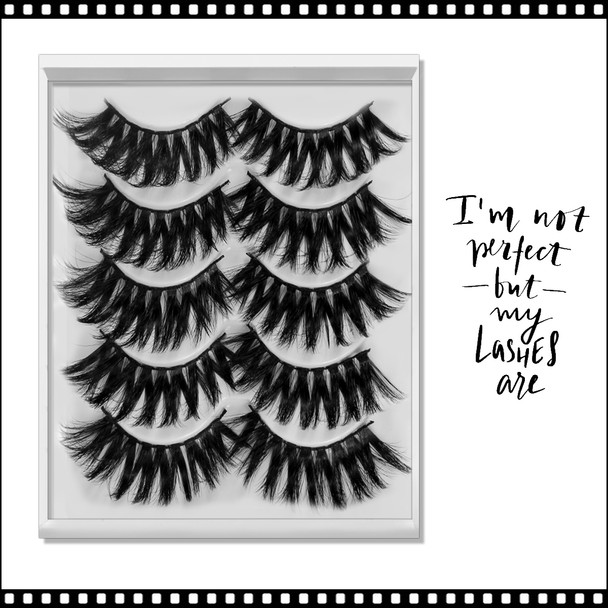 INSTANT EYELASH Flared Style, C-Curl, Medium Length, Thick Fluffy Cluster Lashes, 5 Pairs/Pack   #3D-12