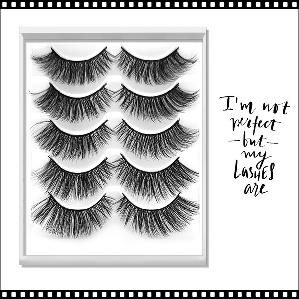 INSTANT EYELASH Flared Style, C-Curl, Medium Long, Criss Cross Lashes, 5 Pairs/Pack  # 3D-46