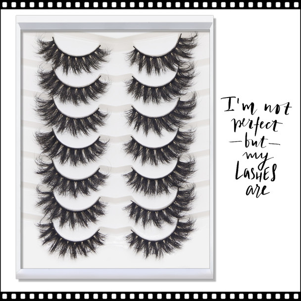  INSTANT EYELASH Deep Fried Flared Style, D-Curl, Voluminous, Cross Cluster  Lashes, 7 Pairs/Pack  #XFD-002