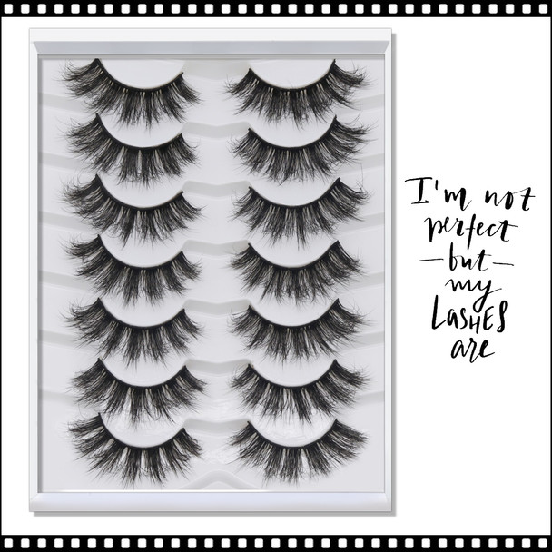 INSTANT EYELASH Deep Fried Flared and Open Eye Styles, D-Curl,  Voluminous  Cluster  Lashes, 7 Pairs/Pack  # XFD-007