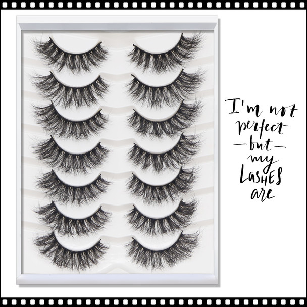 INSTANT EYELASH Deep Fried Flared and Rounded Styles, D-Curl, High Volume, Cross Cluster  Lashes, 7 Pairs/Pack  #XFD-010