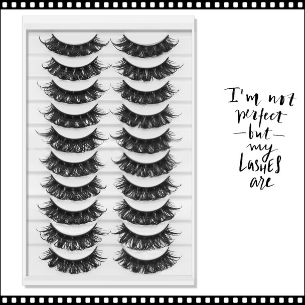 NSTANT EYELASH Russian Strip , DD-Curl,  Voluminous Curly Cluster  Lashes, 10 Pairs/Pack  #TK13