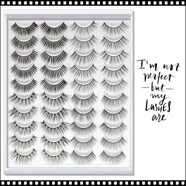 INSTANT EYELASH Doll Eye Styles, C-Curl, Light Volumes, Wispy Lashes, 20 Pairs/Pack #YP403