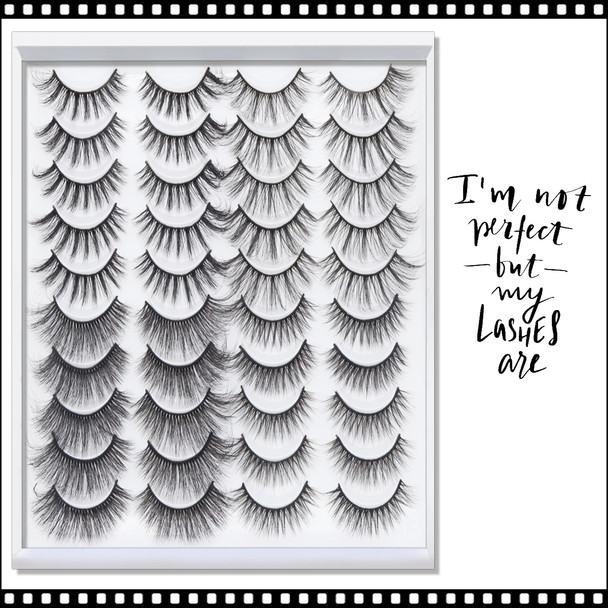 INSTANT EYELASH Open Eye Style, C-Curl, Light Volume, Wispy Lashes, 20 Pair/Pack #G403