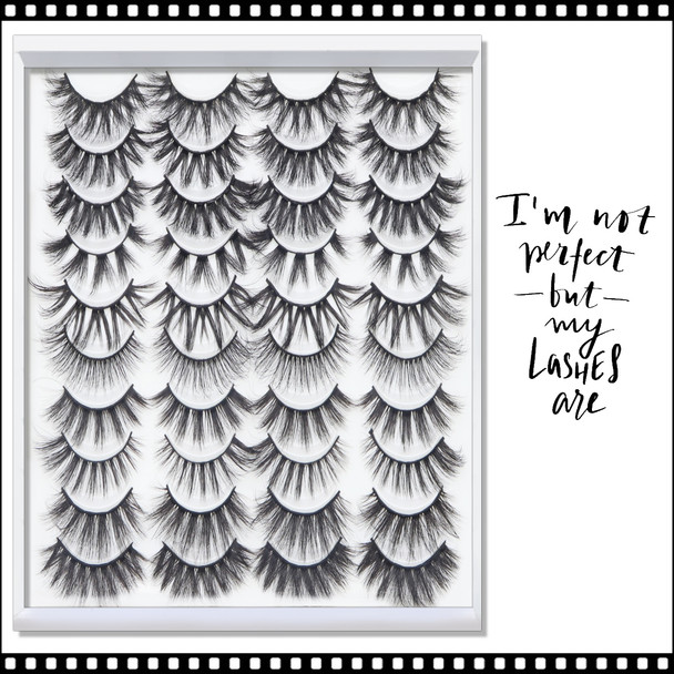 INSTANT EYELASH Doll Eye Styles, C-Curl, High Volumes, Cross Cluster Lashes, 20 Pairs/Pack #G1002