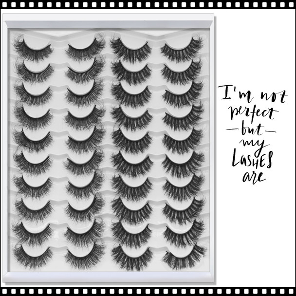 INSTANT EYELASH Doll Eye Style, C-Curl, Multi-Volumes, Curly Cluster Lashes, 20 Pairs/Pack  #XFD20-3