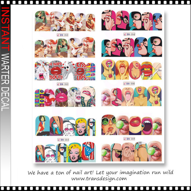  WATER DECAL Cool Lady Lips Tongue Kiss 