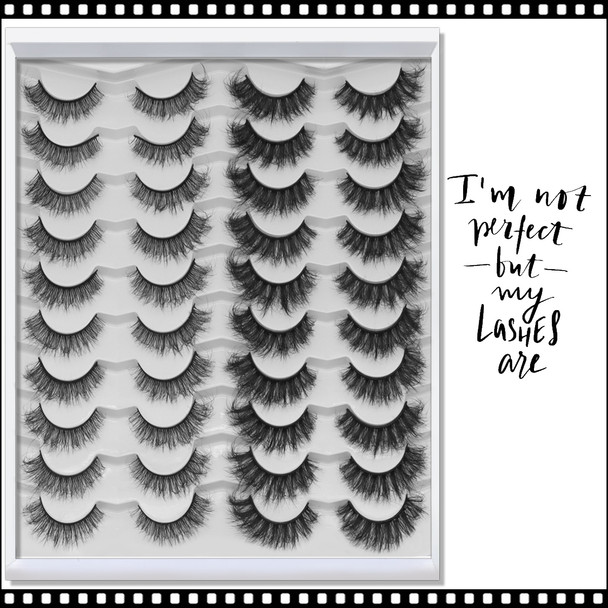  INSTANT EYELASH Multi-Styles, C-Curl, Multi-Volumes, Fluffy Cross Cluster Lashes, 20 Pairs/Pack  #XFD20-5