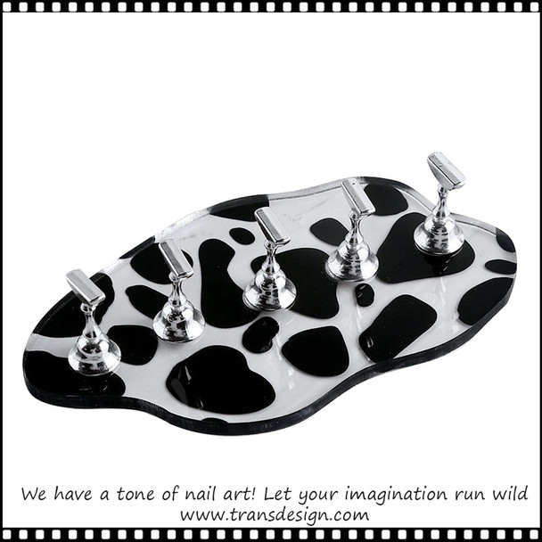 ACRYLIC NAIL STAND Cow Print with 5 Stands 5/Set