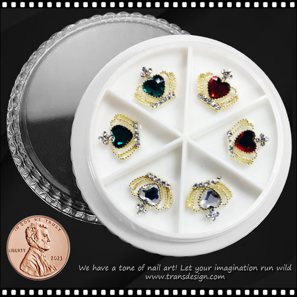 NAIL CHARM RHINESTONE, Gold Design 6/Wheel #1 