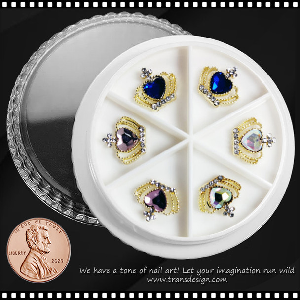 NAIL CHARM RHINESTONE, Gold Design 6/Wheel #2.