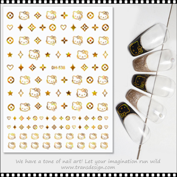 NAIL STICKER Cartoon, Hello Kitty  Laser Gold #DH-538