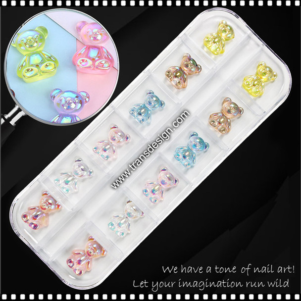 NAIL CHARM RESIN Large Bear Assorted Color 12/Case #XF-ZZ-2