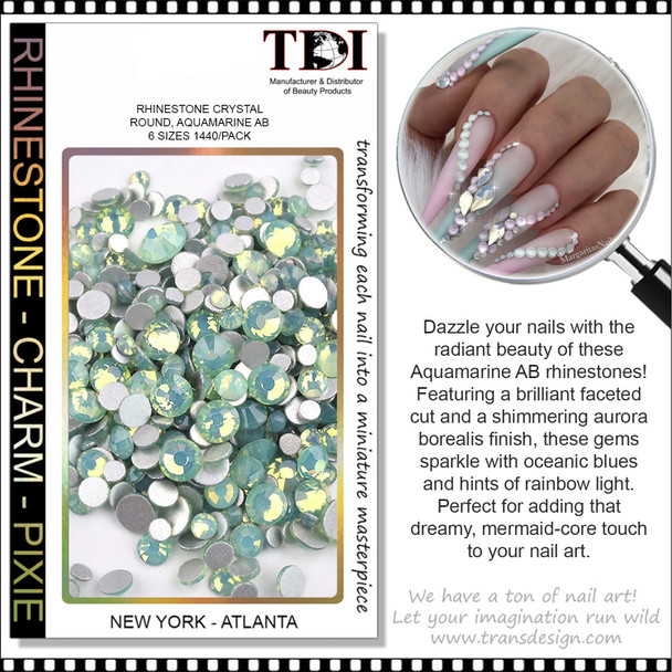 RHINESTONE CRYSTAL Opal Green, Assorted Size 1440/Pack